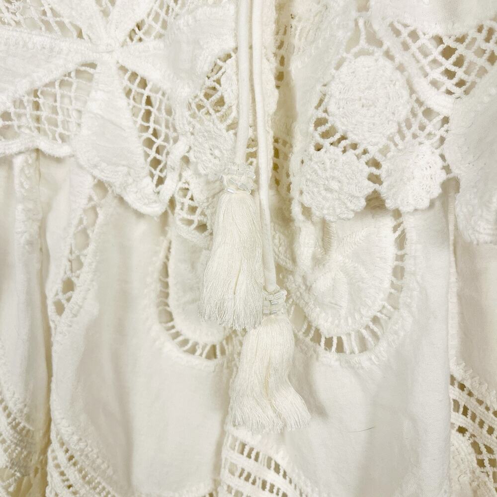 Free People Ollari Lace Tiered Strapless White/Ivory Boho Maxi Dress XS - Picture 5 of 8